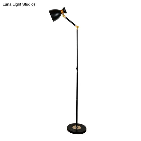 Macaron Metallic Flare Floor Lamp: Wide Rotatable Arm 1 Light Black/Pink/White