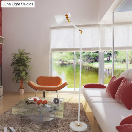 Macaron Metallic Flare Floor Lamp: Wide Rotatable Arm 1 Light Black/Pink/White