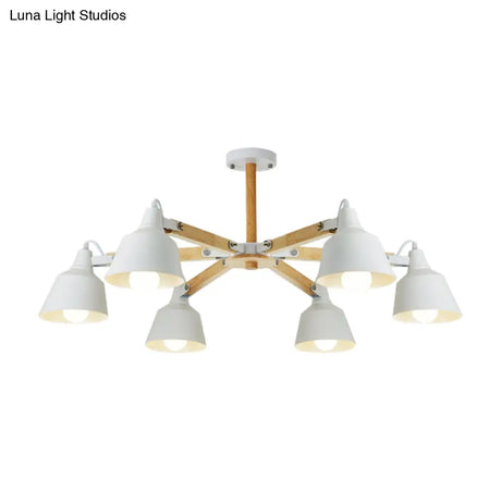 Macaron Multi-Head Metal Bucket Chandelier: Playful Hanging Light For Kindergarten