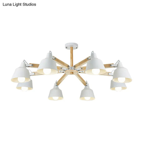 Macaron Multi-Head Metal Bucket Chandelier: Playful Hanging Light For Kindergarten
