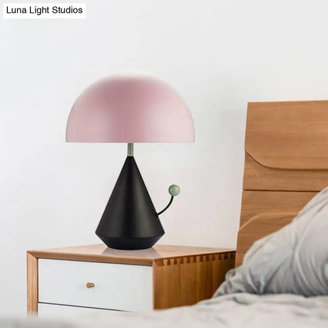 Macaron Nightstand Lamp: Hemisphere Shape Metal 1-Bulb Blue/Pink Book Reading Light