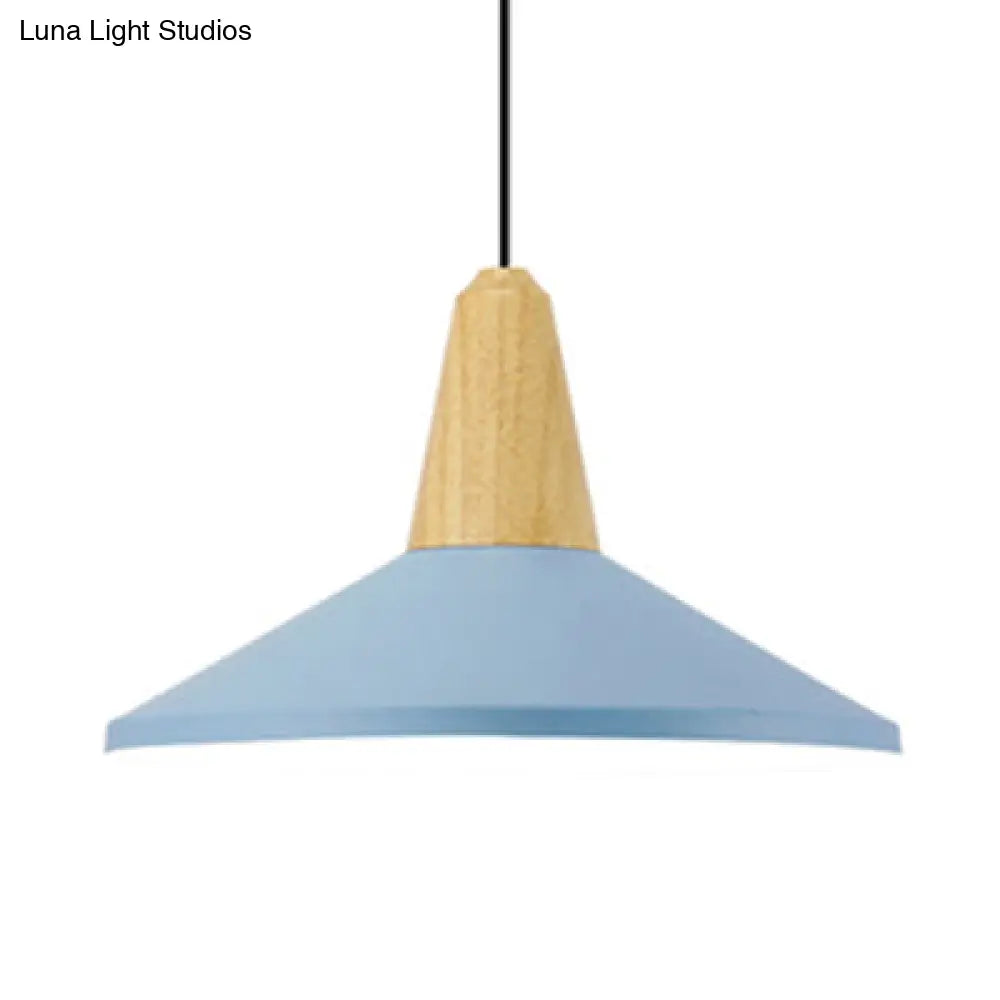 Macaron Pendant Lamp - Aluminum 10/14 Inch Wide Adjustable Cord Living Room Light Blue / 14’