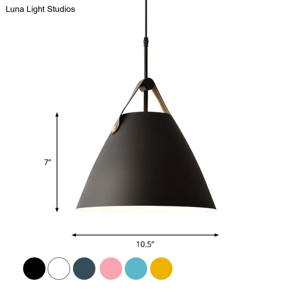 Macaron Pendant Light Kit - Aluminum 1-Head Truncated Cone Snack Bar Hanging Fixture In