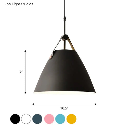 Macaron Pendant Light Kit - Aluminum 1-Head Truncated Cone Snack Bar Hanging Fixture In