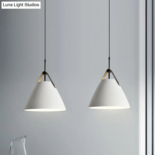 Macaron Pendant Light Kit - Aluminum 1-Head Truncated Cone Snack Bar Hanging Fixture In