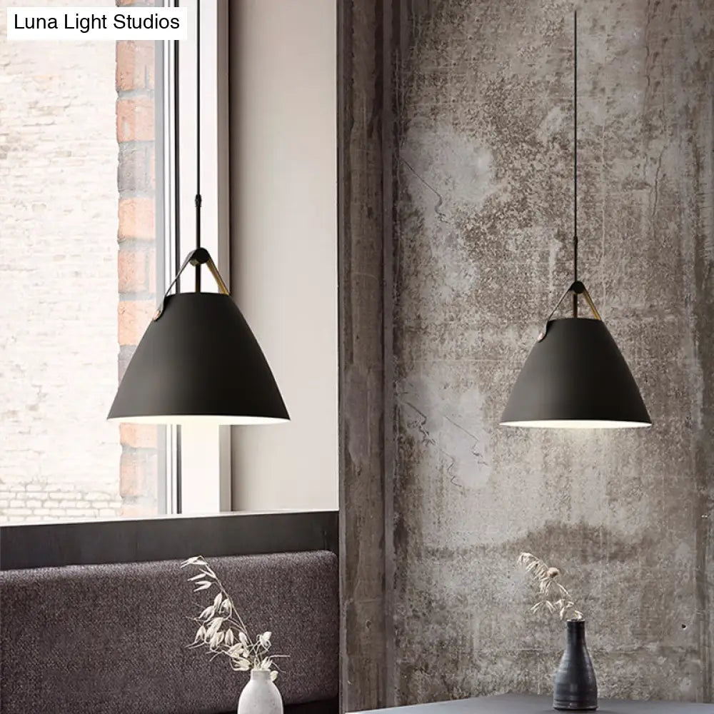 Macaron Pendant Light Kit - Aluminum 1-Head Truncated Cone Snack Bar Hanging Fixture In