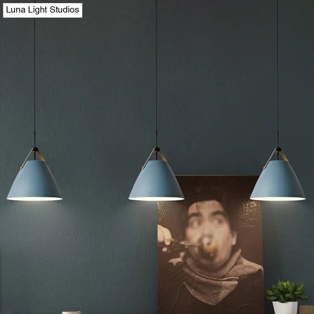 Macaron Pendant Light Kit - Aluminum 1-Head Truncated Cone Snack Bar Hanging Fixture In