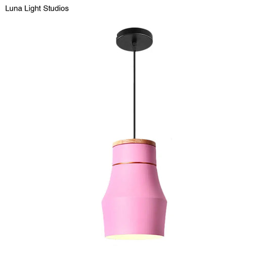Macaron Pink Drop Pendant Light With Metal Shade - Ideal For Kitchen Dinette