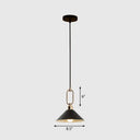 Macaron Single-Bulb Pendant Light With Conical Metal Shade And Oval Ring For Ceiling Black