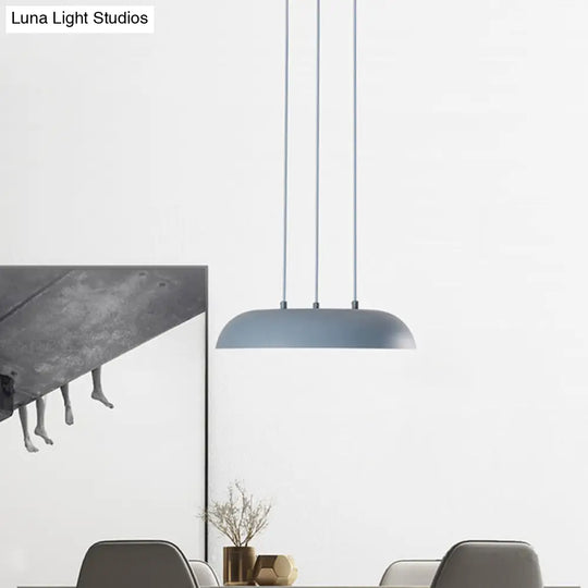 Macaron Pendant Lamp: Pink/Blue/Green Single Iron Hanging Light With Disc Bottom Perfect Over Table