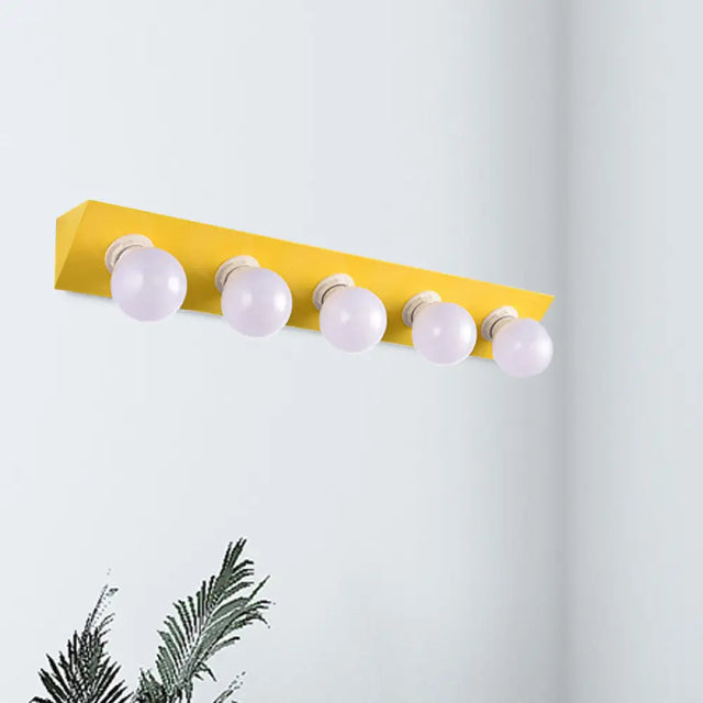 Macaron Style 5-Light Metal Vanity Sconce In Pink/Yellow - Brighten Up Your Walls Yellow