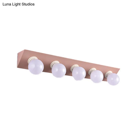 Macaron Style 5-Light Metal Vanity Sconce In Pink/Yellow - Brighten Up Your Walls