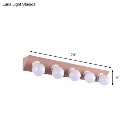 Macaron Style 5-Light Metal Vanity Sconce In Pink/Yellow - Brighten Up Your Walls
