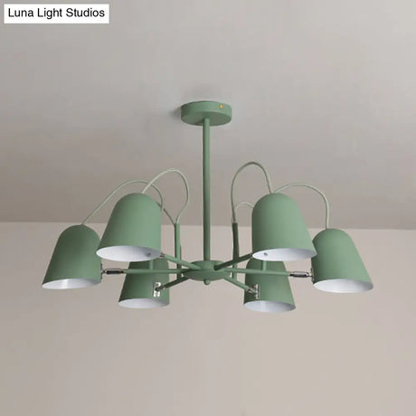 Macaron Style Candy-Colored Chandelier - Foyer Kindergarten Pendant Light With 6 Metal Lights