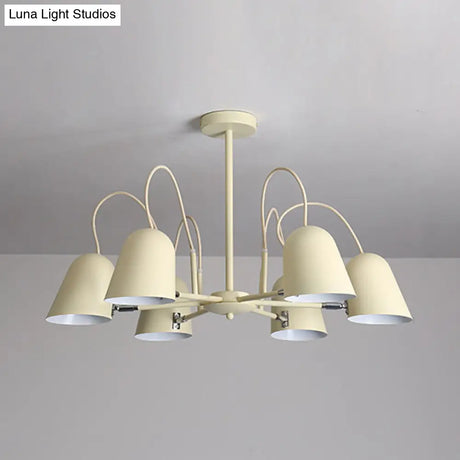 Macaron Style Candy-Colored Chandelier - Foyer Kindergarten Pendant Light With 6 Metal Lights