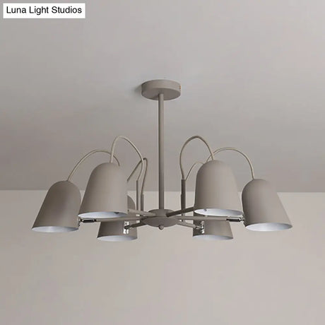 Macaron Style Candy-Colored Chandelier - Foyer Kindergarten Pendant Light With 6 Metal Lights