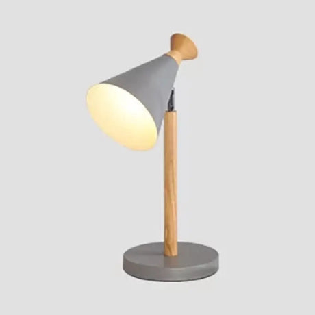 Macaron Style Desk Light: Candy Colored Metal Cone Light For Dorm With 1 Study-Light Grey