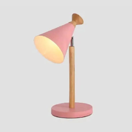 Macaron Style Desk Light: Candy Colored Metal Cone Light For Dorm With 1 Study-Light Pink