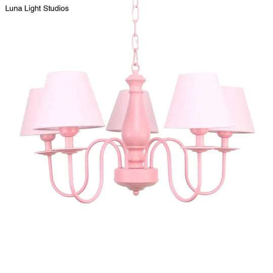 Macaron Style Fabric Bucket Chandelier - 5 Heads Pendant For Cloth Shop