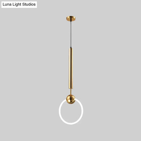 Macaron Style Flute & Ring Pendant Light For Bedroom Metal 1 Head - Hang In
