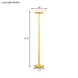 Macaron-Style Led Floor Lamp - Acrylic Disc Stand With Slender Pink/Yellow Stem: Warm/White Light