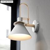 Macaron Wall Lamp - Black/White/Green 1-Light Metal Mounted Light For Bedroom With Arched Arm