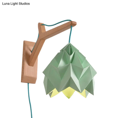 Macaron Wall Mounted Lamp With Domed Shade - Wood Backplate 1 Head White/Pink/Yellow/Blue/Green