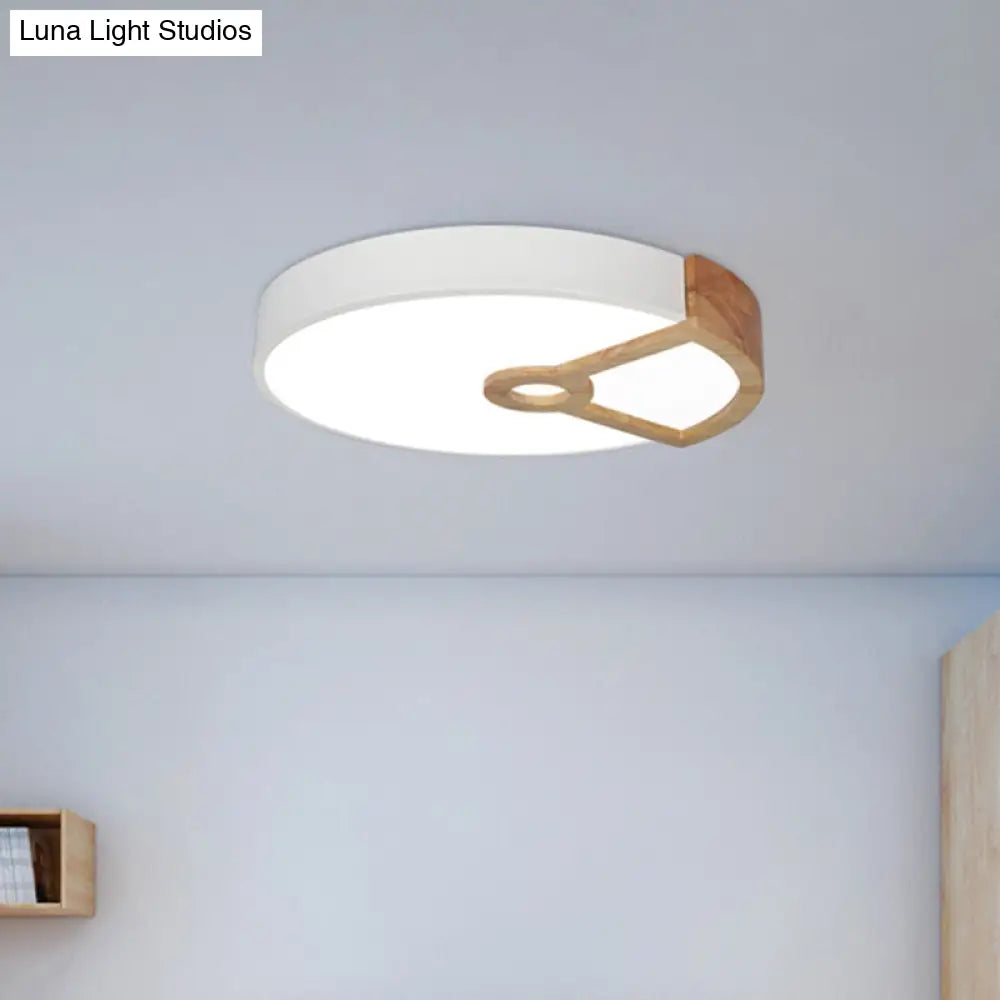Macaron White/Pink/Blue - Wood Led Ceiling Light Fixture For Bedroom - Splicing Round Acrylic Flush