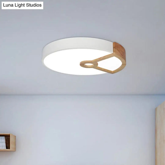 Macaron White/Pink/Blue - Wood Led Ceiling Light Fixture For Bedroom - Splicing Round Acrylic Flush