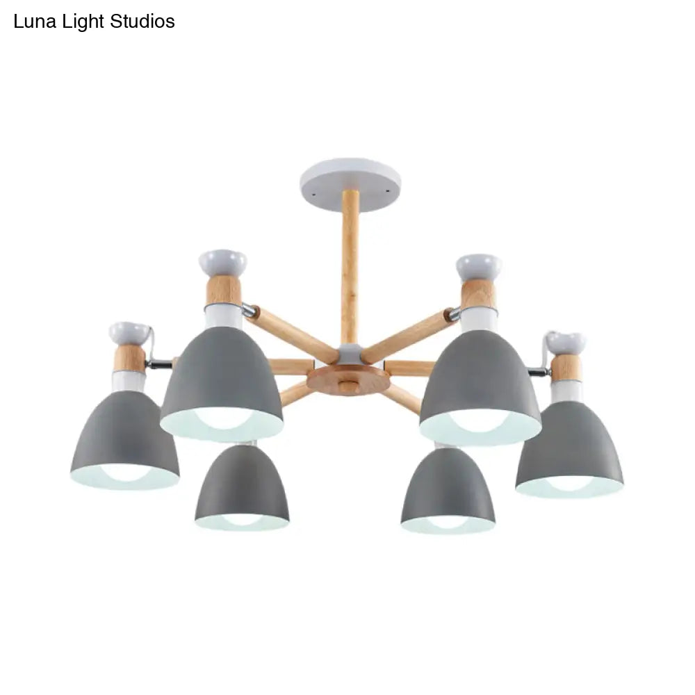 Macaroon Dome Hanging Light Fixture With 6 Bulbs - Elegant Living Room Lamp
