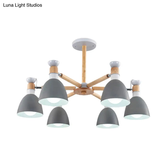 Macaroon Dome Hanging Light Fixture With 6 Bulbs - Elegant Living Room Lamp