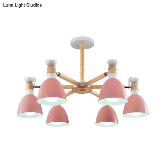 Macaroon Dome Hanging Light Fixture With 6 Bulbs - Elegant Living Room Lamp