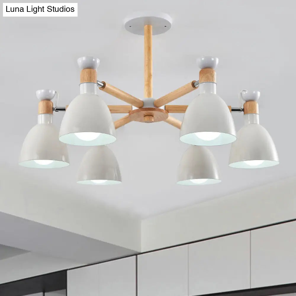 Macaroon Dome Hanging Light Fixture With 6 Bulbs - Elegant Living Room Lamp