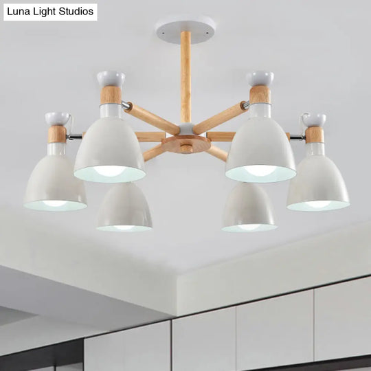 Macaroon Dome Hanging Light Fixture With 6 Bulbs - Elegant Living Room Lamp