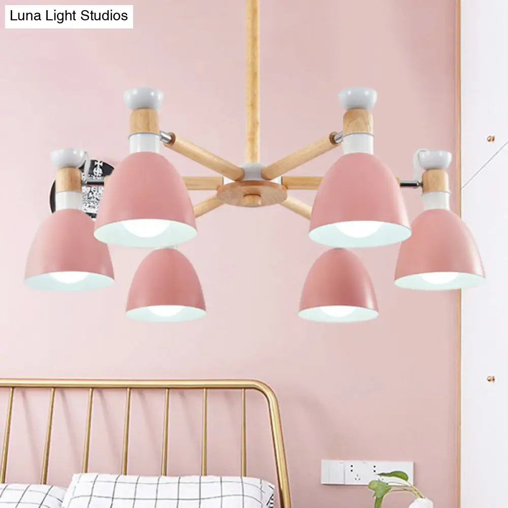 Macaroon Dome Hanging Light Fixture With 6 Bulbs - Elegant Living Room Lamp