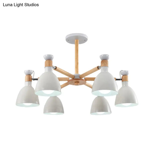 Macaroon Dome Hanging Light Fixture With 6 Bulbs - Elegant Living Room Lamp