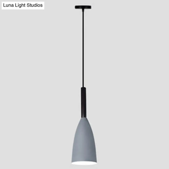 Macaroon Metal Goblet Pendant Lamp For Dining Room - Single Light Downlighting Fixture Grey