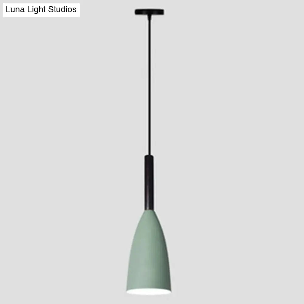 Macaroon Metal Goblet Pendant Lamp: Down Lighting Single Hanging Light For Dining Room Green