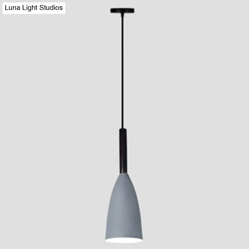 Macaroon Metal Goblet Pendant Lamp: Down Lighting Single Hanging Light For Dining Room Grey