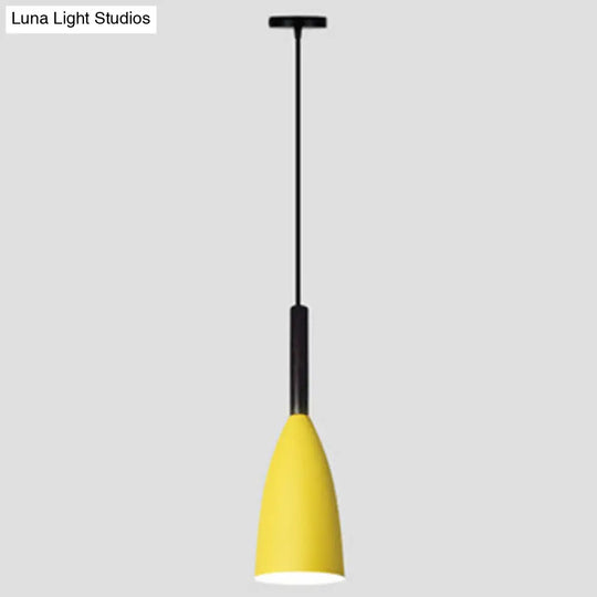 Macaroon Metal Goblet Pendant Lamp: Down Lighting Single Hanging Light For Dining Room Yellow