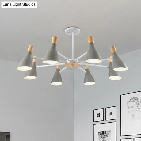 Macron Modern Metal Chandelier - Undertint Suspension Light 8 Bulbs Perfect For Hotel Spaces