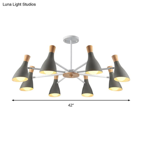 Macron Modern Metal Chandelier - Undertint Suspension Light 8 Bulbs Perfect For Hotel Spaces