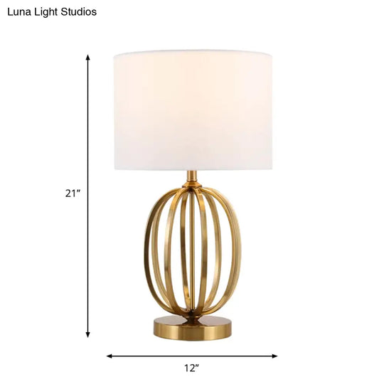 Madeleine - Vintage Gold Table Lamp With Fabric Drum Shade