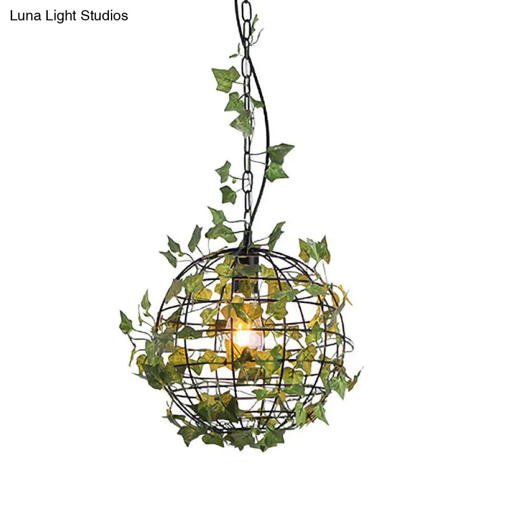Industrial Maple Leaf/Rose/Plant Metal Pendant Light - Led Hanging Lamp Kit In Pink/Orange/Green