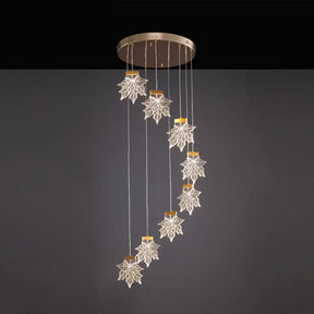 Maple Leaves Pendant Led Suspension Lamp - Simplicity Acrylic Gold Design For Stairs 8 /