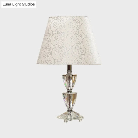 Mara - Modern Clear Crystal Globe/Triangle-Like Desk Light 1 Bulb Nightstand Lamp In White/Silver