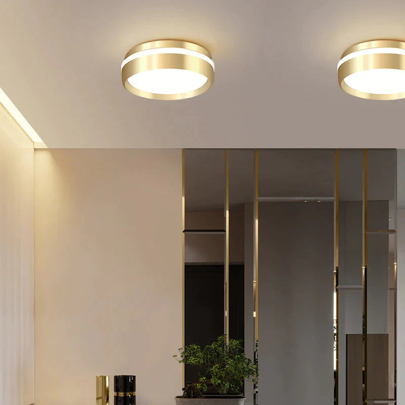 Mara - Moderne minimalistische Gateway-Deckenleuchte, rund, goldfarben, kleine LED
