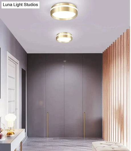 Mara-Modern Minimalist Gateway Round Gold LED Small Ceiling Lamp Ceiling