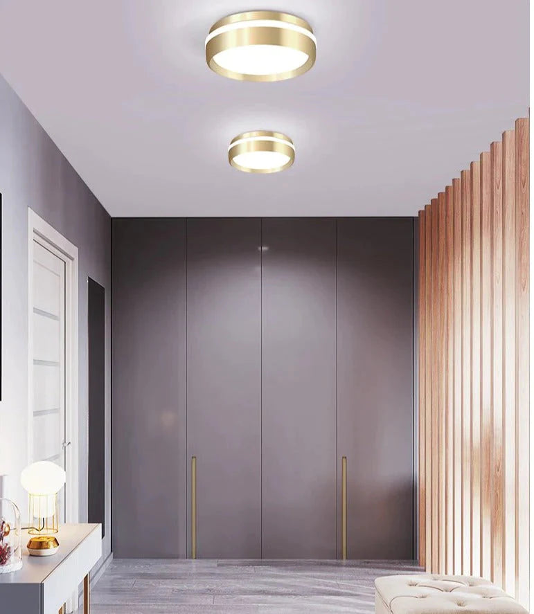 Mara - Moderne minimalistische Gateway-Deckenleuchte, rund, goldfarben, kleine LED