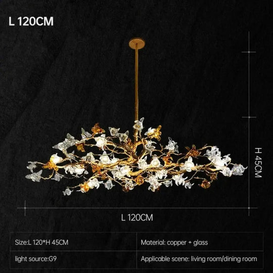 Maravelle Copper Branch Chandelier – Retro Luxury Pendant Light L120 H45cm / Cold white